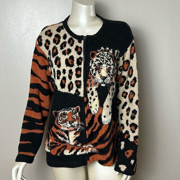 Design Options by Philip & Jane Gordon XL  Animal Print Cardigan Jacket Tiger - Picture 9 of 9